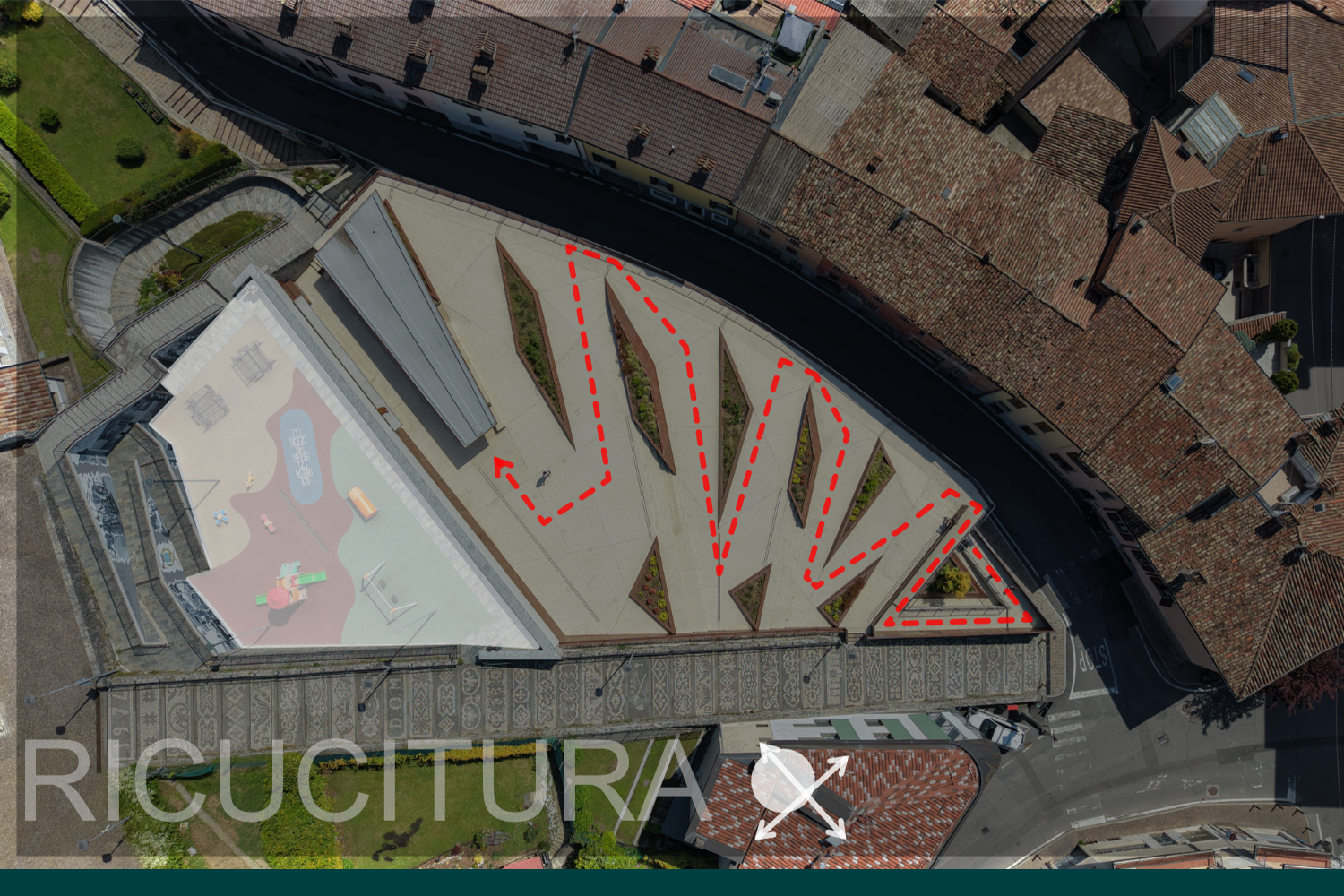 san martino: progetto di riqualificazione del parco urbano nel centro di Leffe.