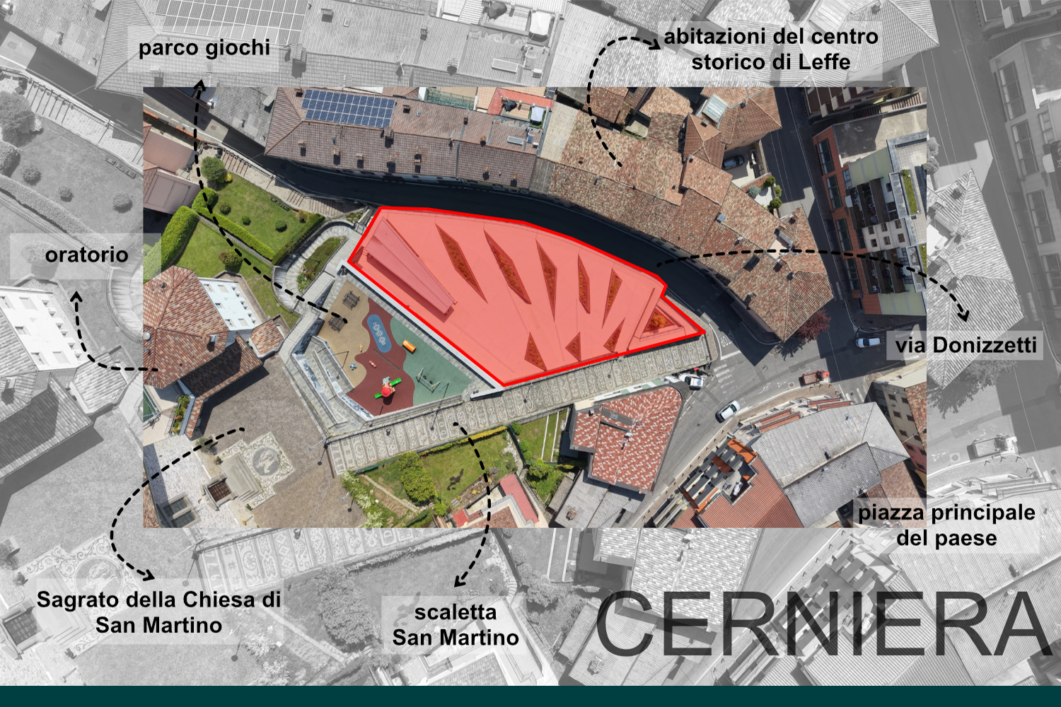 san martino: progetto di riqualificazione del parco urbano nel centro di Leffe.