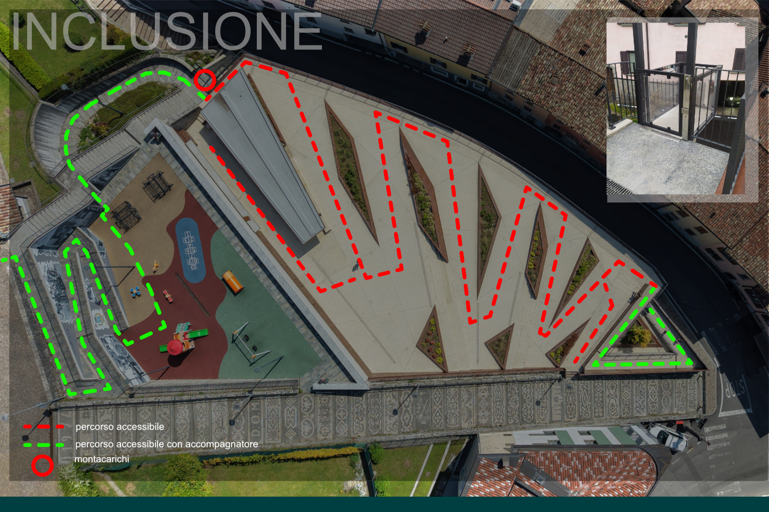 san martino: progetto di riqualificazione del parco urbano nel centro di Leffe.